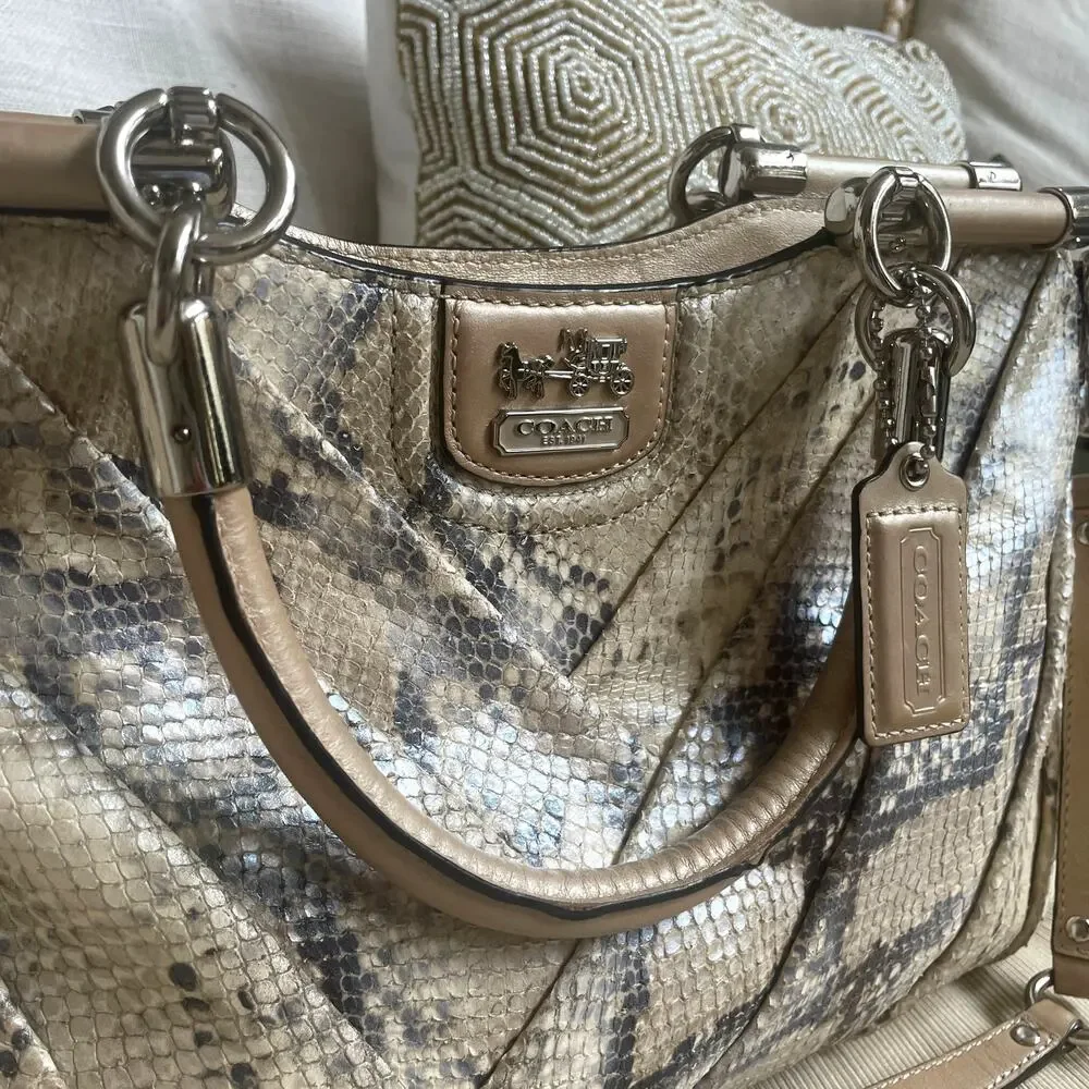 Rare Coach Madison Pinnacle Exotic Carrie Satchel Python Embossed Leather 28608